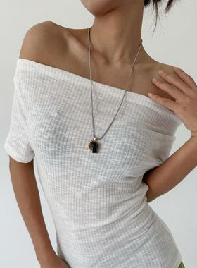 斑点巧克力蘑菇吊坠项链