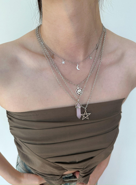 星星太阳吊坠项链锁骨链