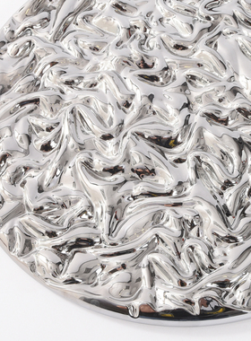 现代简约银色玻璃收纳盘酒店样板房托盘客厅轻奢摆盘装饰水果盘子