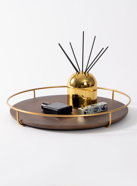 新中式实木装饰托盘摆件