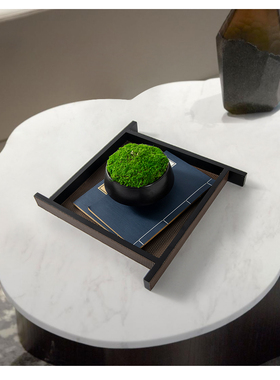 新中式皮革木质托盘长方形