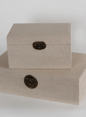 新中式风样板房棉麻盒子软装饰品