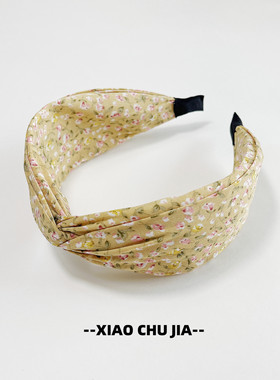 韩国新款交叉头箍简约碎花花朵