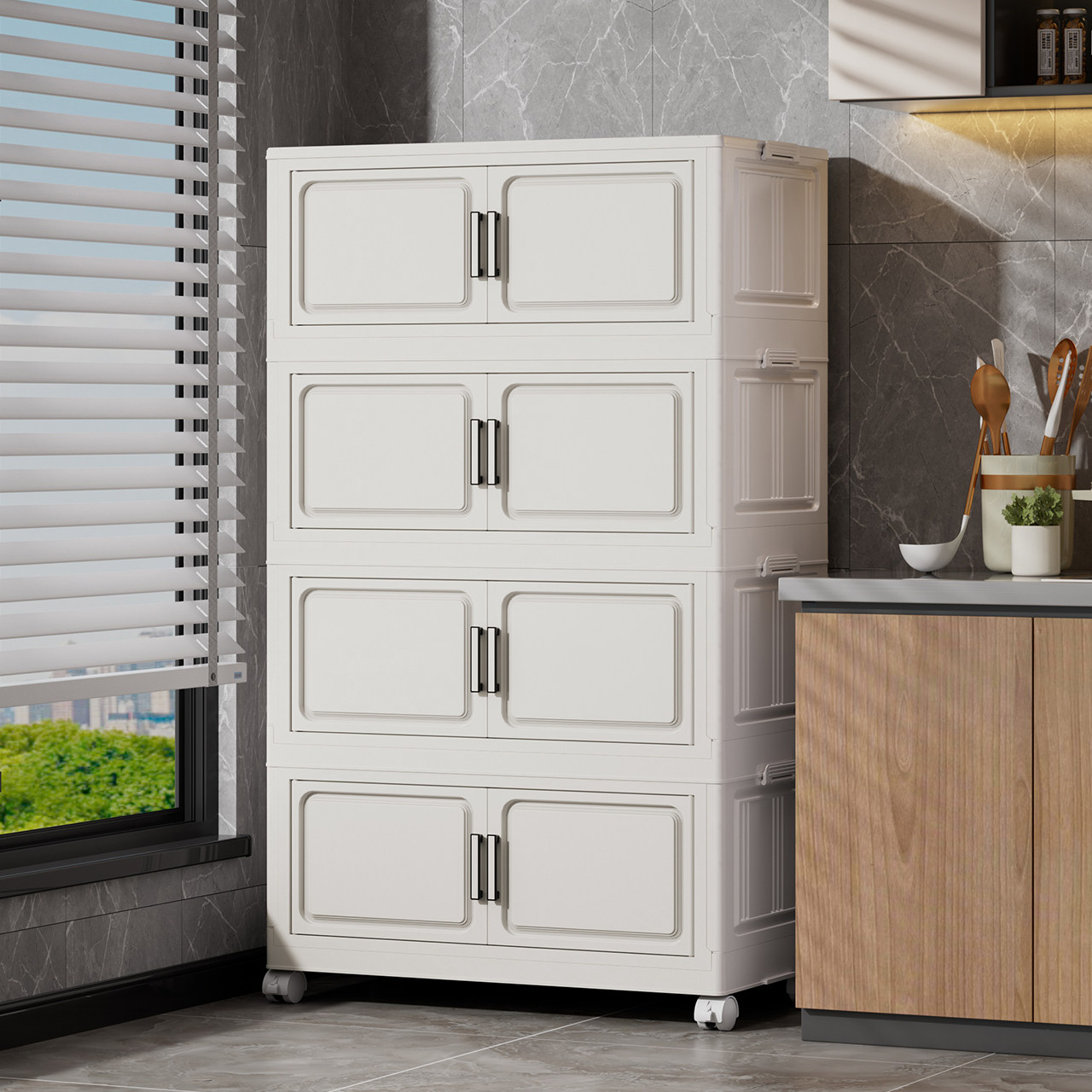 免安装折叠式收纳柜家用多层衣服储物柜玩具零食整理柜客厅置物柜,淘宝优惠券,粉丝福利购,淘宝优惠卷