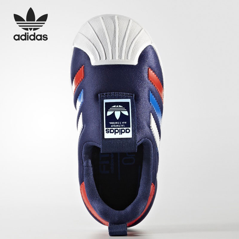 Adidas/阿迪达斯正品三叶草时尚休闲小童运动贝壳头鞋BA8043-图2