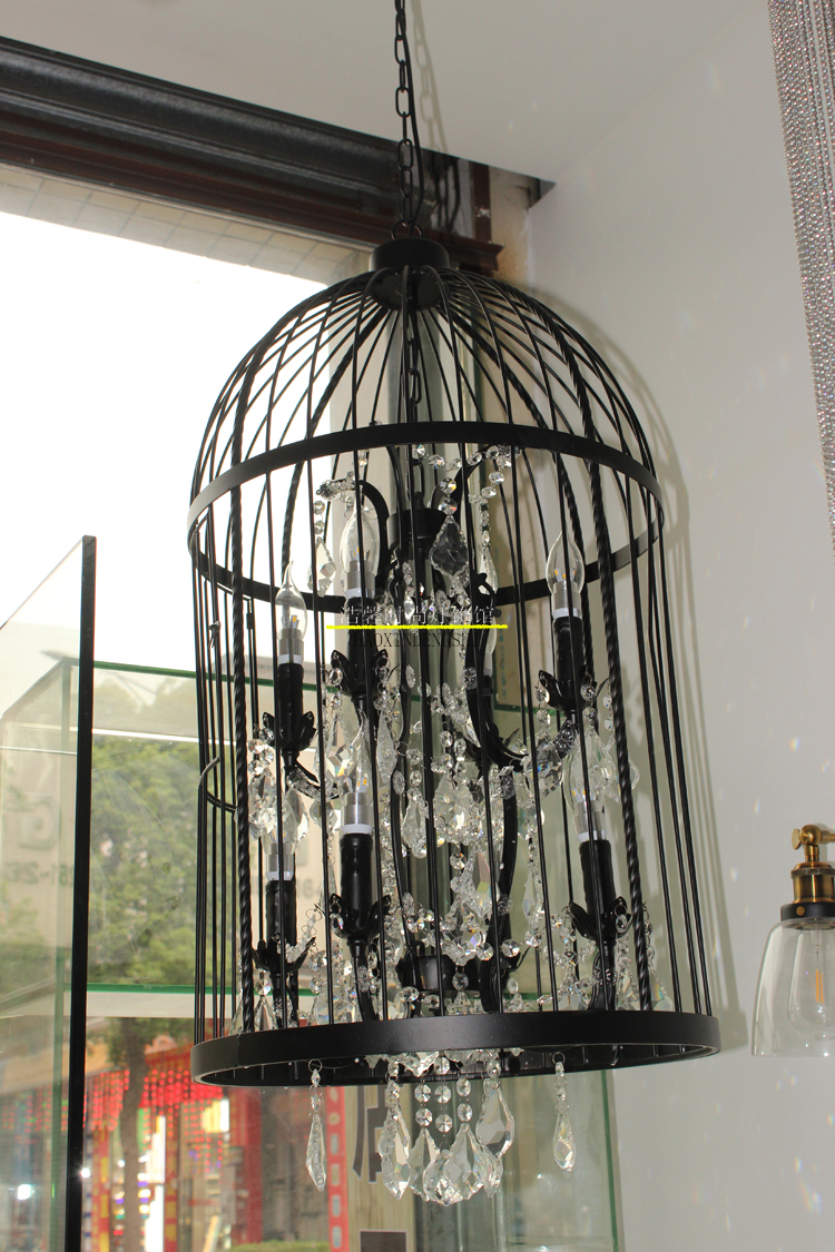 复古铁艺鸟笼吊灯鸟笼灯吊灯中式美式创意个性茶楼餐厅水晶吊灯