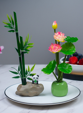 新中式盘饰意境仿真花鸟立体摆件