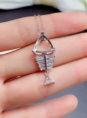 S925银吊坠空托三角10*10mm