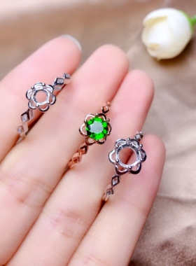 纯银镀18k白金宝石水晶女戒