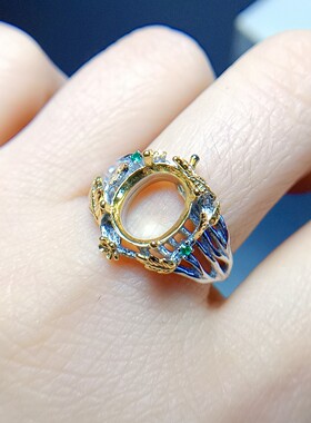 S925银戒指空托椭圆形8*10mm