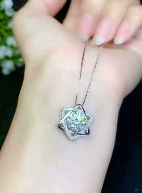 超闪六芒星莫桑纯银镀18k吊坠