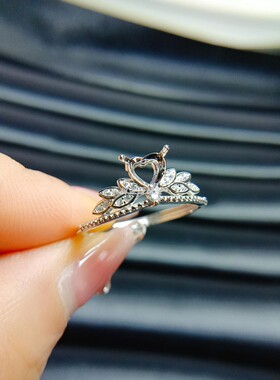 女925银心形戒指空托5*5