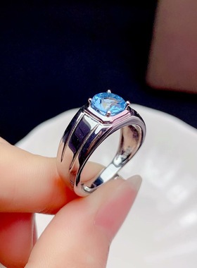 大气S925银镀白金男戒 空托  圆6.5MM  戒指  婚戒对戒