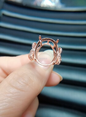 S925银戒指空托椭圆12*16mm