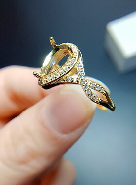 S925银戒指空托水滴7*9mm