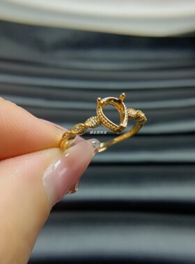 女S925银戒指空托水滴5*7mm