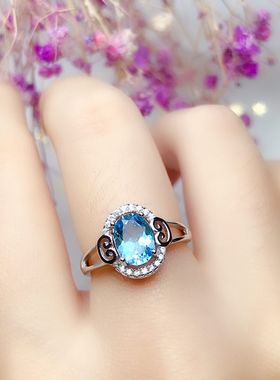 时尚风纯银镀18k白金女戒