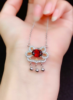 锁骨链银饰石榴石空托