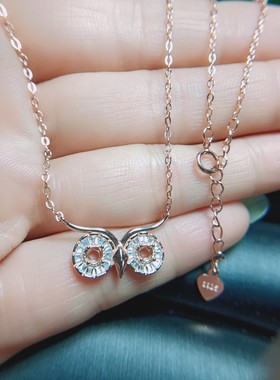 女生925银空托链牌圆形3*3