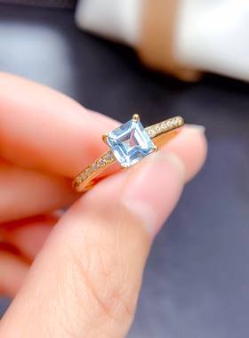 时尚S925银镀18K白金玫瑰金黄金色 正方4/5/6/7/8/9/10mm银托女戒