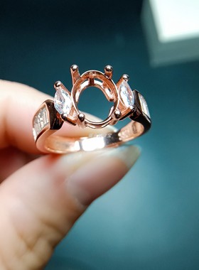 S925银戒指空托椭圆形7*9mm