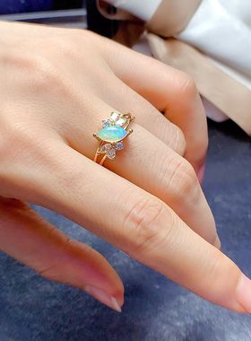 S925银戒指空托马目4*8/5*10/6*12mm镀18K白金玫瑰金黄金 女 镶嵌