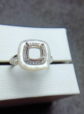 女925银贝壳款空托套装正方6*6