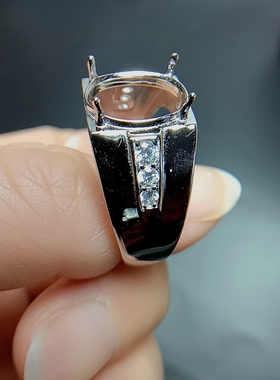 S925银男戒空托椭圆形10*12mm