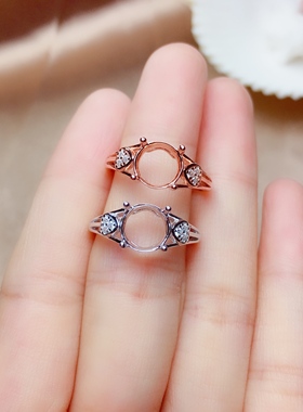 925纯银 镀18K白金玫瑰金 圆5mm6mm7mm8mm 银托 女戒 JM5025