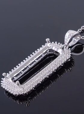 银饰镀18k白金镶嵌吊坠