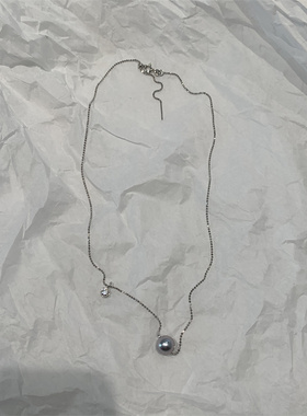 深海冷银月光｜日本真多麻 7.5-8mm 插针银链锆石项链