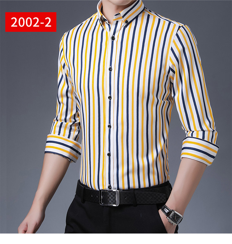 条纹长袖衬衫男韩版修身潮流寸衫弹力免烫夏季帅气男士短袖衬衣潮,淘宝优惠券,粉丝福利购,淘宝优惠卷