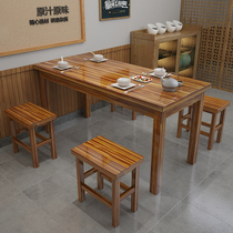 Carbonated Solid Wood Fast Food Table And Chairs Combo Barbecue Shop Small Snack Restaurant Hotel Noodle Restaurant Breakfast Table And Chairs Canteen Hot Pot Table