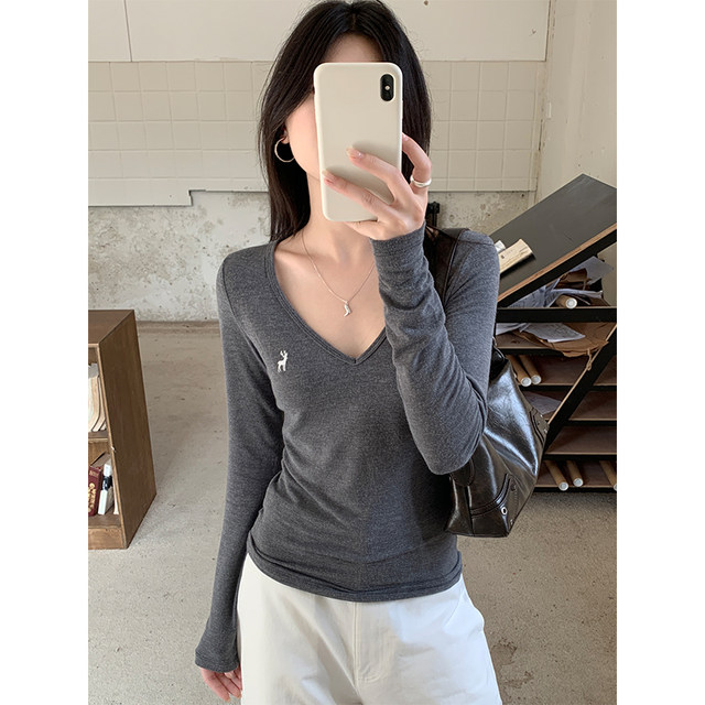 Long sleeve sweet regular embroidered cotton women's slim fit