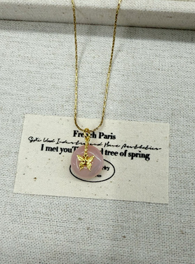 天然盐源玛瑙平安扣吊坠太钢项链女款轻奢小众设计感锁骨链颈链