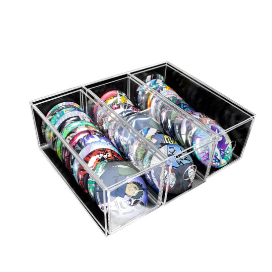 亚克力吧唧徽章防潮角色手办展示盒推拉高透明盒小卡立牌流沙货架