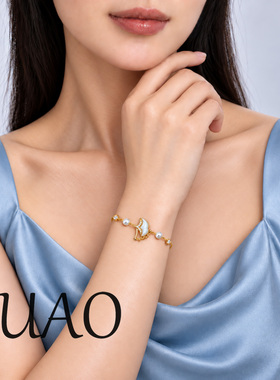 SUAO银杏叶925纯银淡水珍珠手链女配饰白贝母轻奢小众2026新款