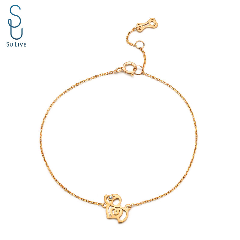 su live素原18k金细女小狗手链 sulive手链