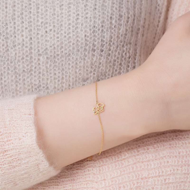 su live素原18k金细女小狗手链 sulive手链