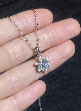 S925纯银莫桑钻项链气质简约小香风项链莫桑石吊坠锁骨链