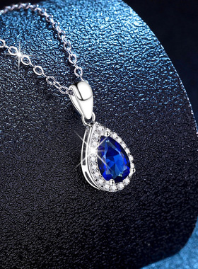 莫桑石培育彩宝项链S925纯银镶嵌培育红宝石蓝宝石祖母绿项链