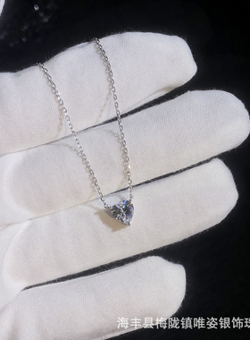 热销莫桑石s925纯银项链女时尚简约轻奢韩版爱心形莫桑钻石项链