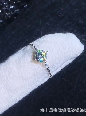 网红爆款人鱼莫桑钻石戒指s925纯银戒指可调节设计小众轻奢女戒