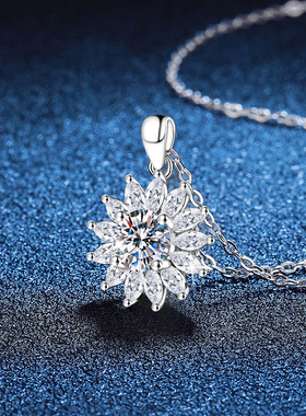 s925纯银项链莫桑石吊坠璀璨项链1克拉D色莫桑钻项链