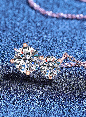 S925纯银1.5克拉莫桑钻石项链 双子星简约高级感韩版莫桑石