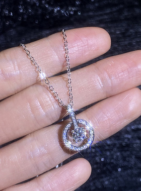 莫桑石S925纯银星轨圆环项链小众精致轻奢高级镶钻跳动的心锁骨链