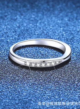 s925纯银戒指简约时尚韩版小清新莫桑石排戒莫桑钻石戒指女指环