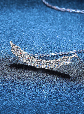 简约微笑七排钻1.4克拉D色莫桑石项链s925纯银吊坠女ins风项链女