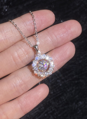 圣诞节热卖莫桑钻石项链 雪花灵动跳动的心1克拉莫桑石项饰