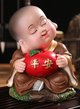 中式风禅意办公桌佛系礼品小和尚